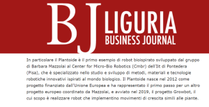 BJ Liguria Business Journal parla del progetto GrowBot 