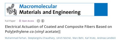 "Electrical Actuation of Coated and Composite Fibers Based on Poly[ethylene-co-(vinyl acetate)]" in Macromolecular Materials and Engineering journal
