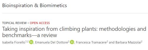 "Taking inspiration from climbing plants: methodologies and benchmarks—a review" paper in Bioinspiration & Biomimetics journal