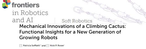 "Mechanical Innovations of a Climbing Cactus: Functional Insights for a New Generation of Growing Robots" paper in Frontiers in Robotics and AI journal