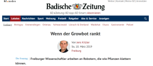 Badische Zeitung dealing with GrowBot project 