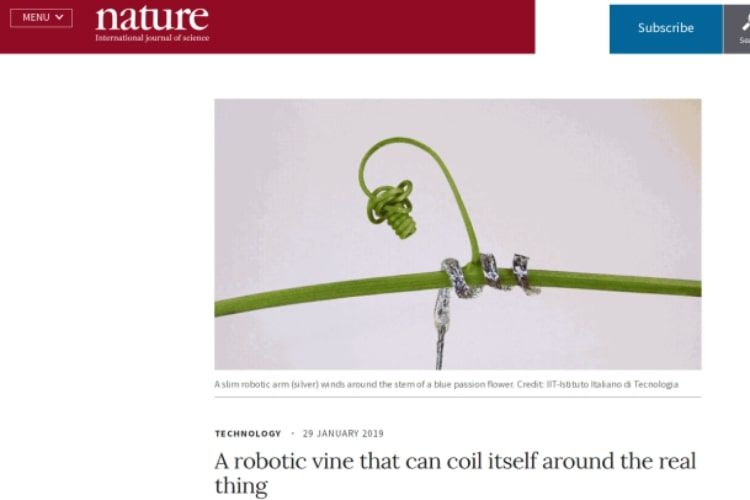 Nature journal dealing with GrowBot's research